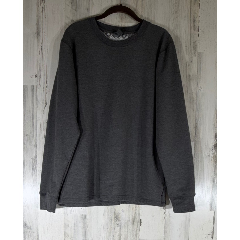 Eddie Bauer Sleepwear Shirt Large Gray Long Sleeve Crew Neck Stretch Loungewear